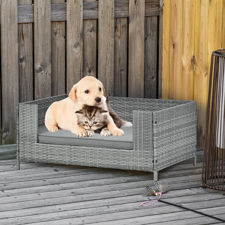 Grey wicker shop dog bed